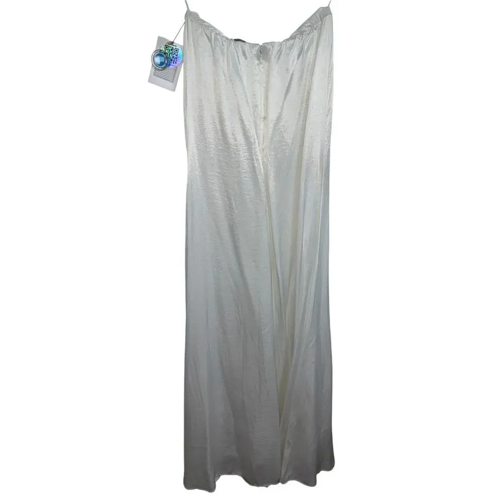 Abercrombie & Fitch White Ivory Satin Maxi Strapless Slip Dress Womens Size S
